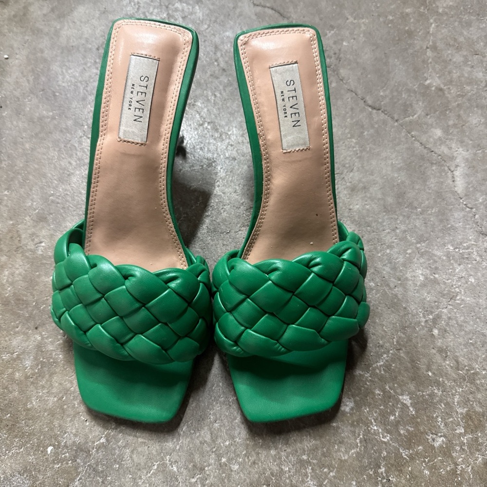 Steven By Steve Madden Green Braided Heels (Size 7) Good Condition
